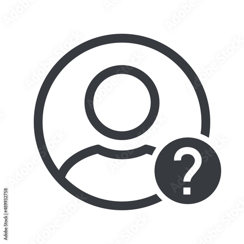 Question who icon. Person with question mark. Faq. Question man sign. User account, profile icon. Ask help symbol. 
