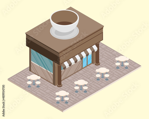 coffee shop isometric building