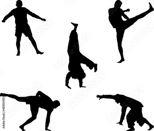 jumping male silhouettes
