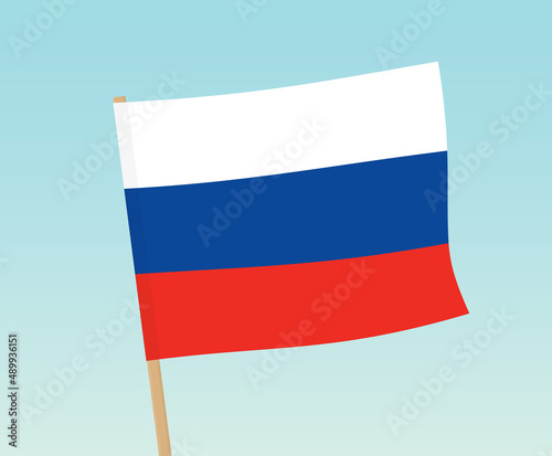 flag of Russia against blue sky- vector illustration