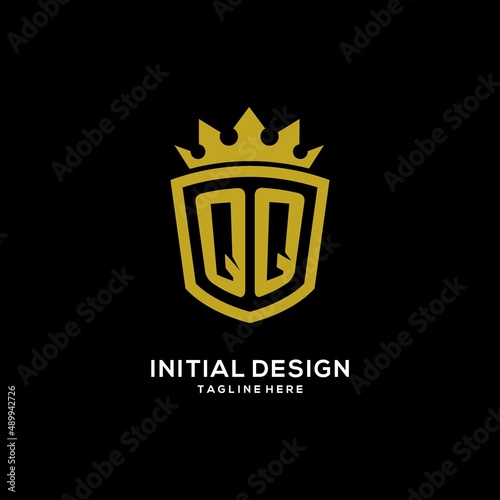 Initial QQ logo shield crown style, luxury elegant monogram logo design