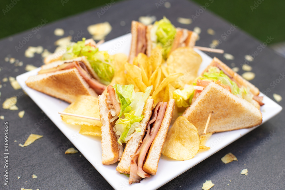 variety of sandwich with crisps variety of sandwich with crisps