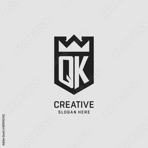 Initial QK logo shield shape, creative esport logo design photo