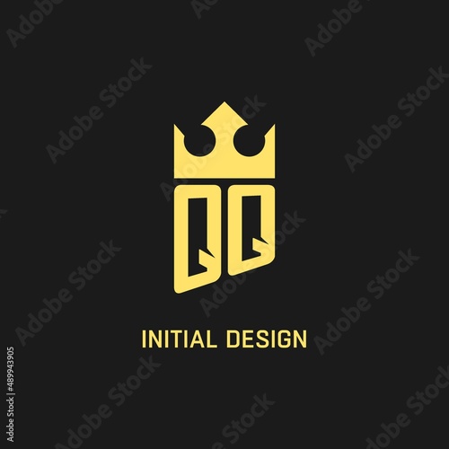 Monogram QQ logo shield crown shape, elegant and luxury initial logo style