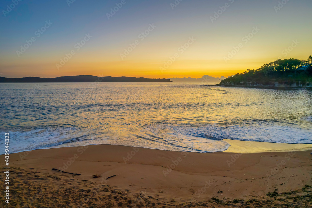 Aerial sunrise seascape with clear skies