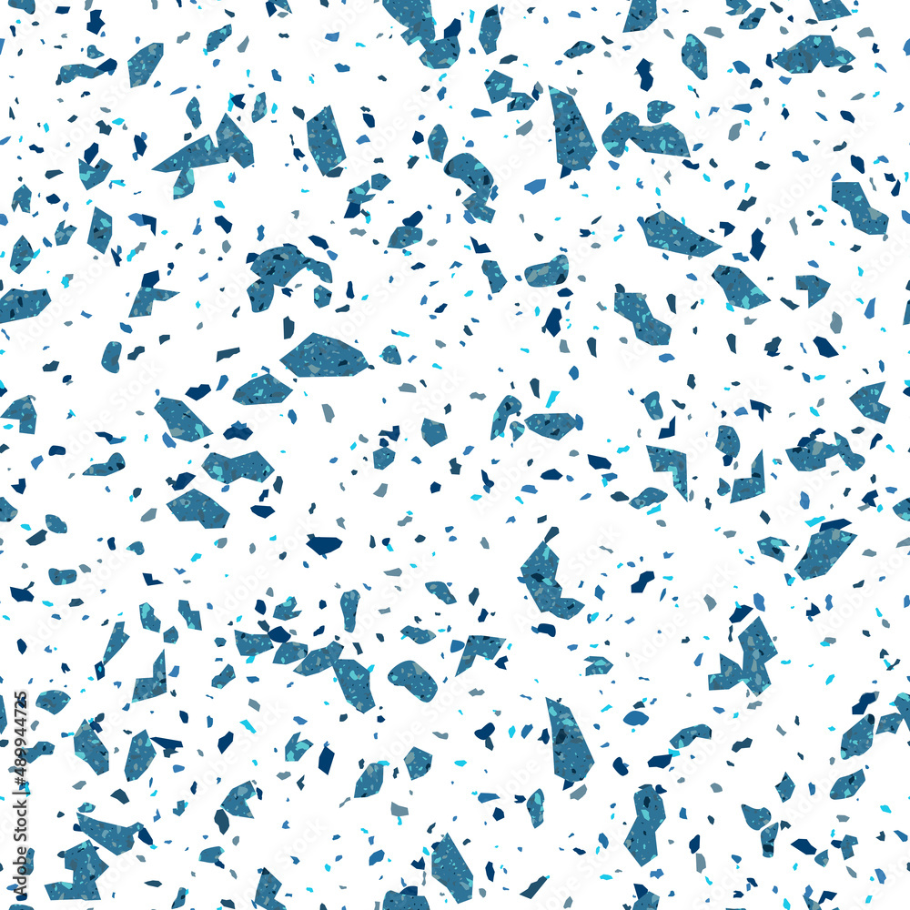 White Blue Terrazzo Stone Modern Texture Seamless Pattern Design