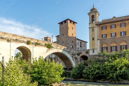 Castello Caetani  Tiber River and Pons Fabricius in city of Rome  Italy