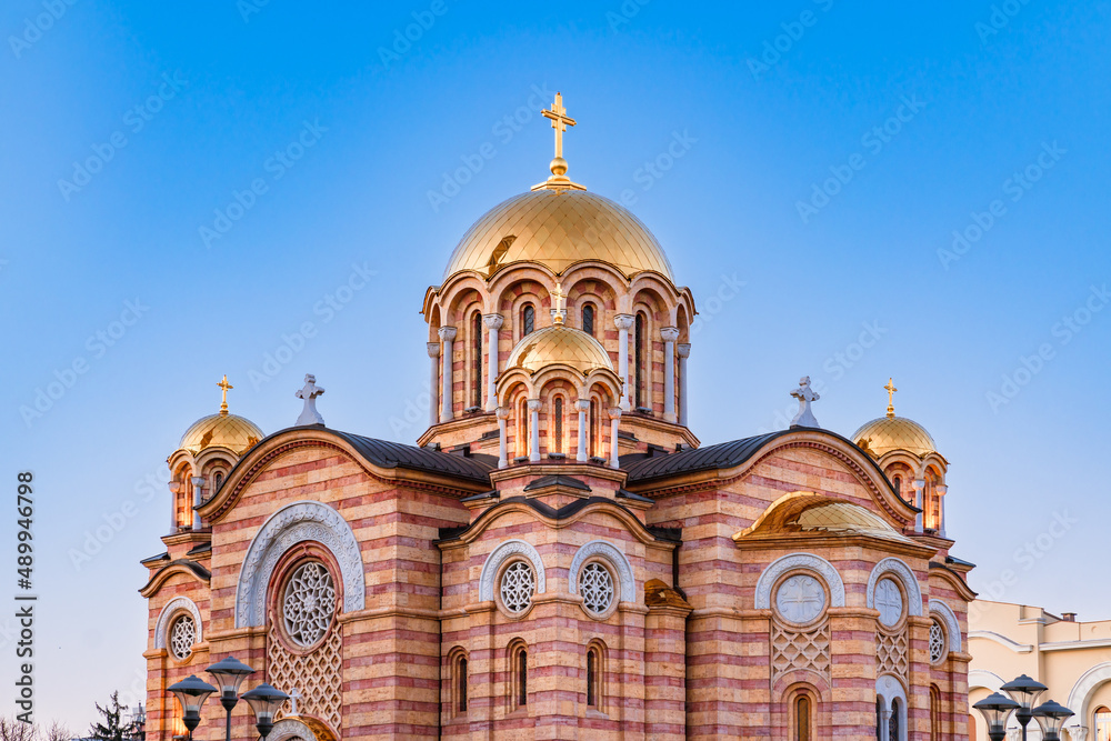 Banja Luka, Bosnia and Herzegovina February 8, 2020 Golden Domes Christ the Savior Orthodox Cathedral