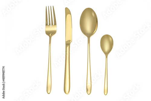 dining cutlery set on white background 
