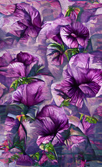 Fototapete Lavendelfarbene Motive Handgezeichnete Hibiskusblüten im Frühling  © Andrew