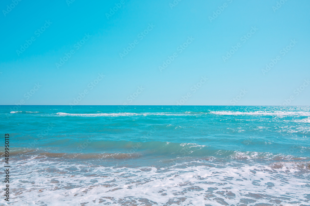 Mediterranean sea. Wavy Mediterranean Sea background photo.