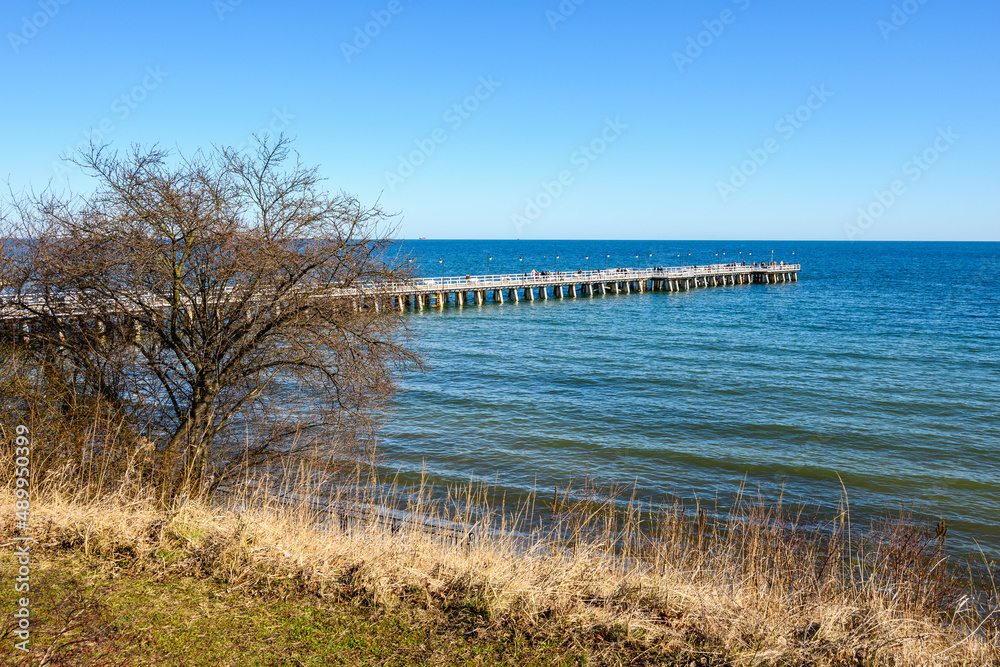 Obraz premium Pier in Gdynia Orlowo on the Baltic Sea. Poland