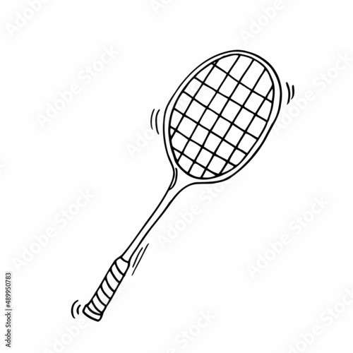 Doodle Badminton or tennis racket. Vector illustration