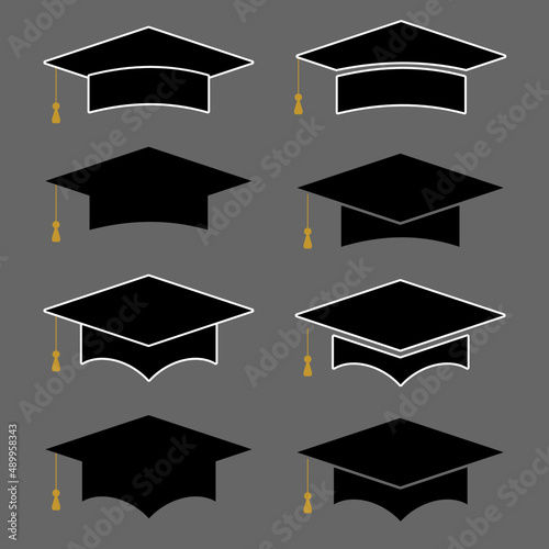 Collection sets of mortar board or graduation cap icon vector. Education symbol