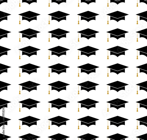 Graduation cap pattern. Graduation seamless pattern. Mortar cap pattern. Simple illustration of graduation cap vector pattern for web. Best used for graduation.