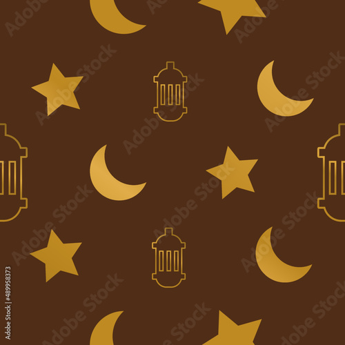 Seamless modern design ramadan with brown background and gold ornament. Best used for ramadan kareem 