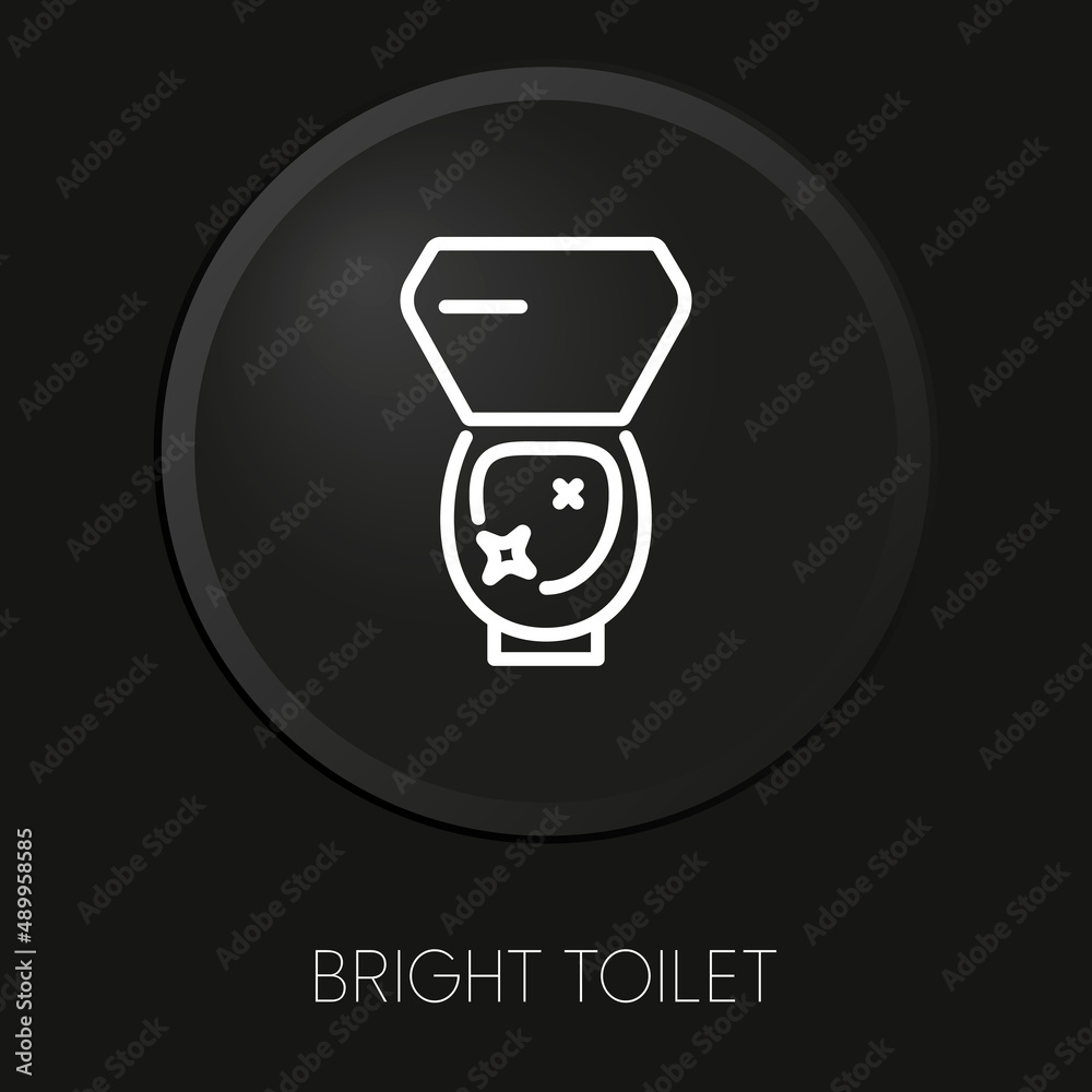 Bright toilet minimal vector line icon on 3D button isolated on black background. Premium Vector. Bright toilet minimal vector line icon on 3D button isolated on black background. Premium Vector.
