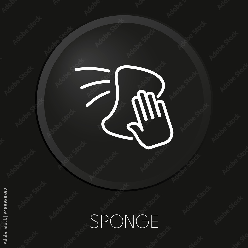 Sponge minimal vector line icon on 3D button isolated on black background. Premium Vector.
