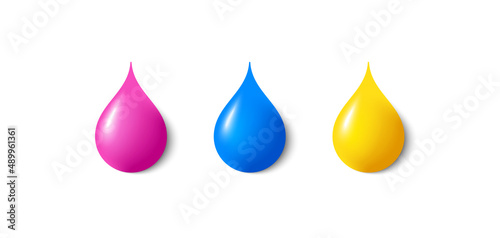 3d drop of ink or oil paint. Smooth liquid acrylic blob icon. Color dye paint. Multicolored pigmented acrylic liquid. 3d blob of watercolor paint. Vibrant artistic dye. Vector