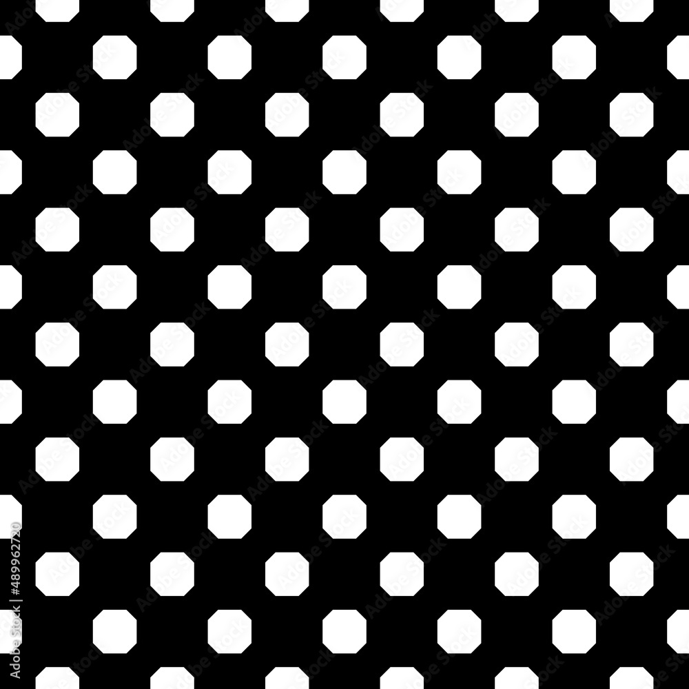 White figures on black background. Seamless surface pattern design with staggered octagons ornament. Checks wallpaper. Ethnic mosaic motif. Digital paper for print, page fill, designing. Vector art. White figures on black background. Seamless surface pattern design with staggered octagons ornament. Checks wallpaper. Ethnic mosaic motif. Digital paper for print, page fill, designing. Vector art.