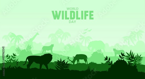 World Wildlife Day vector illustration. Suitable for Poster, Banners, background, campaign and greeting. 
