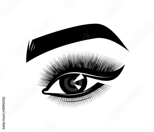 Beautiful eye with long eyelashes.