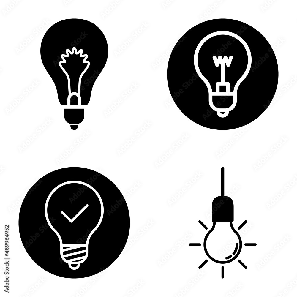 Lightbulbs1-3 Flat Icon Set Isolated On White Background Lightbulbs1-3 Flat Icon Set Isolated On White Background