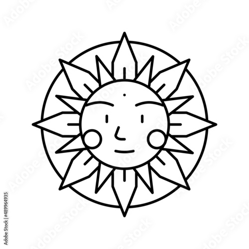 sun occult symbol line icon vector illustration