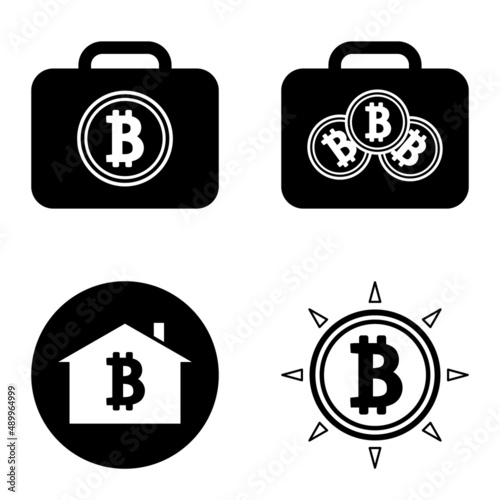 Bitcoins1-2 Flat Icon Set Isolated On White Background