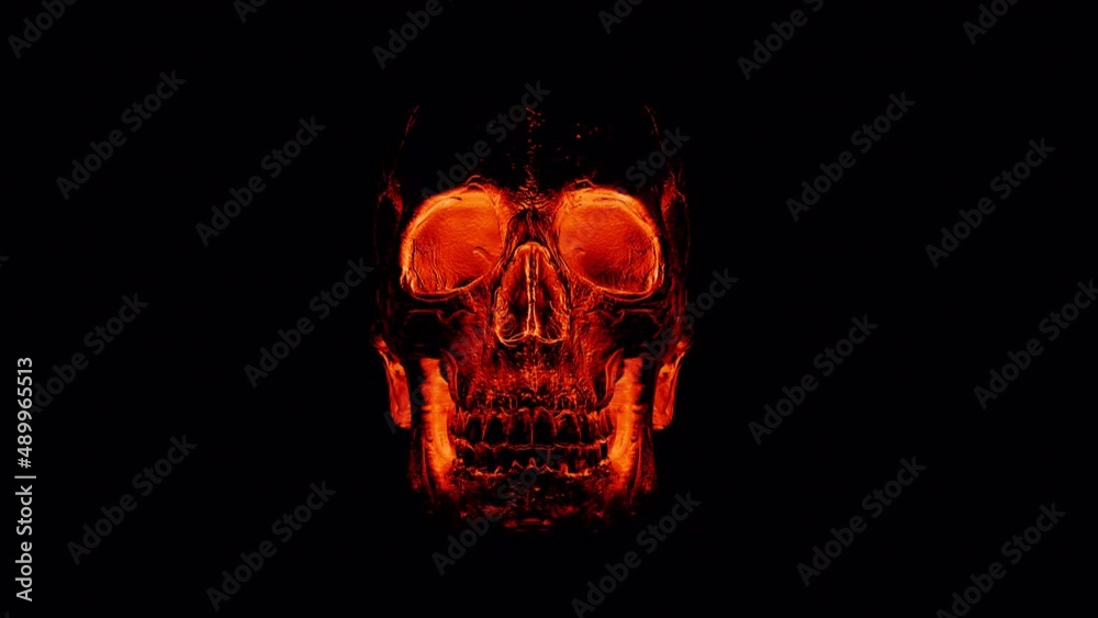 Fear of death and the threat of destruction. Red isolated skull alpha channel.