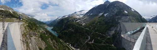 View from the viewing platform of the Koelnbrein dam in Austria during the day