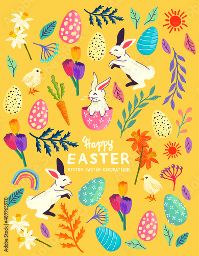 Yellow Easter Celebration Vector Collection
