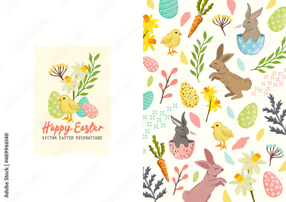 Festive spring and easter decorations layout design. Vector illustration Festive spring and easter decorations layout design. Vector illustration