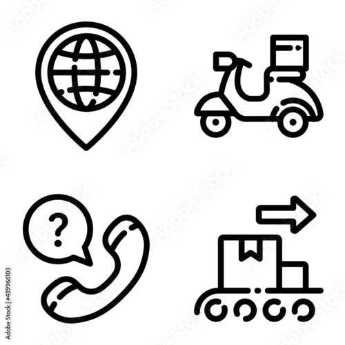 Delivery Flat Icon Set Isolated On White Background
