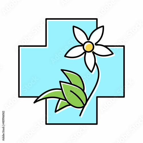 flower natural homeopathy medicine color icon vector illustration