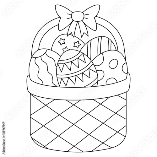 Easter Basket Isolated Coloring Page for Kids