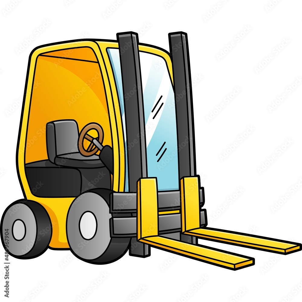 Forklift Cartoon Clipart Colored Illustration Stock Vector Adobe Stock