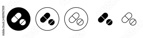 Pills icons set. capsule icon. Drug sign and symbol