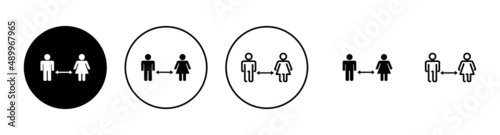 Social distancings set. social distance sign and symbol. self quarantine sign