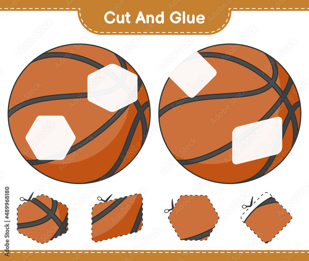 Cut and glue, cut parts of Basketball and glue them. Educational