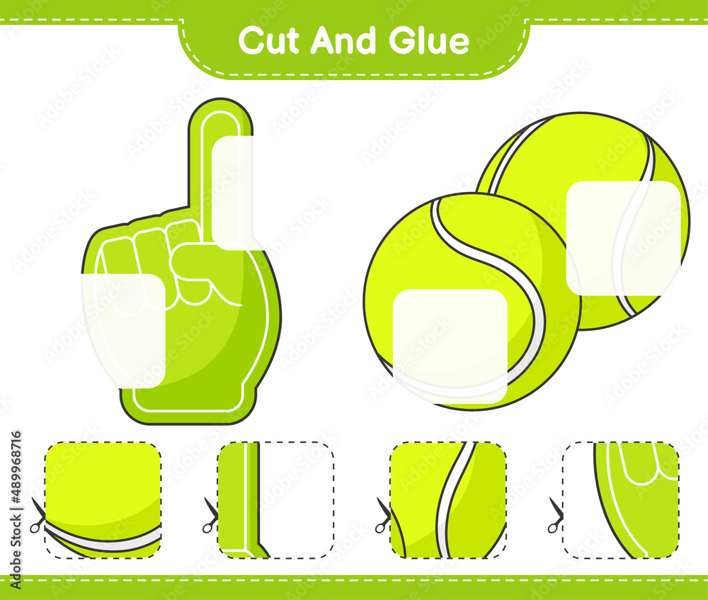 Cut and glue, cut parts of Foam Finger, Tennis Ball and glue them