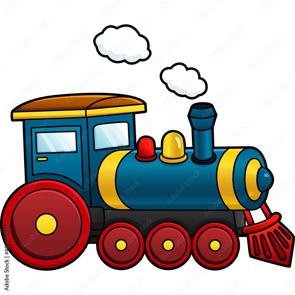 Steam Locomotive Cartoon Clipart Illustration Stock Vector | Adobe Stock