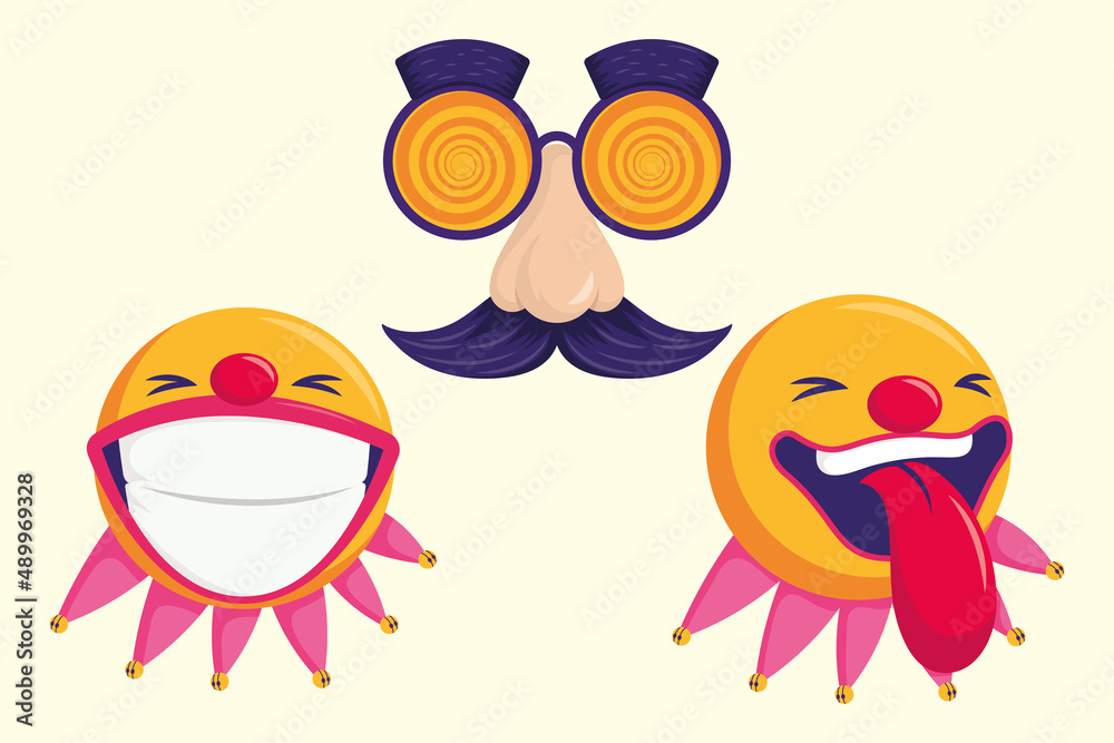 Fototapeta premium three fools day icons