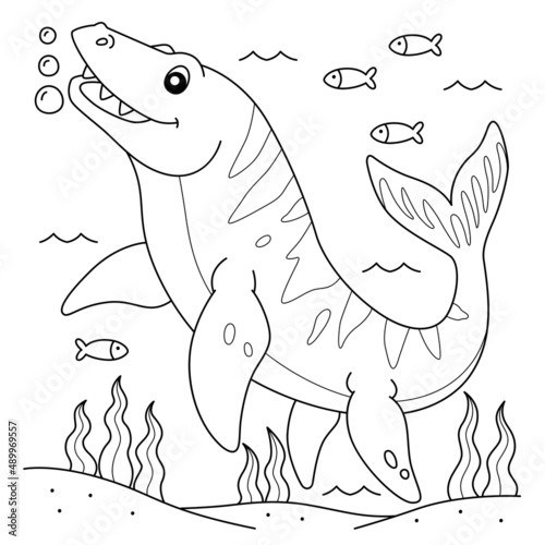Mosasaurus Coloring Page for Kids фототапет