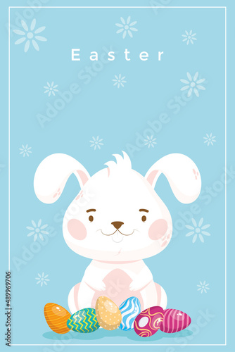 rabbit and easter eggs