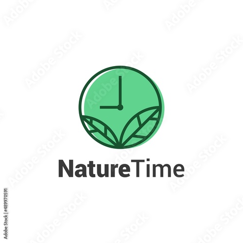 Nature time leaf eco clock logo icon vector