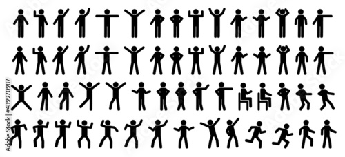 Big set of people silhouettes. Collection of black human figures for infographics. Vector illustration photo
