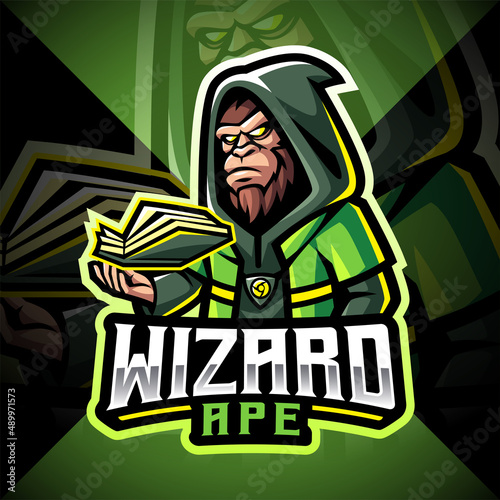 Wizard ape esport mascot logo design
