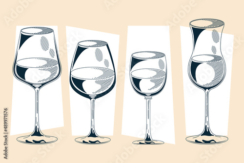 four wine drinks icons