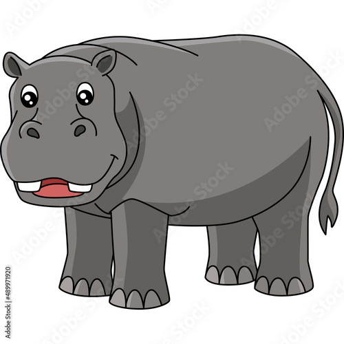 Hippo Cartoon Colored Clipart Illustration
